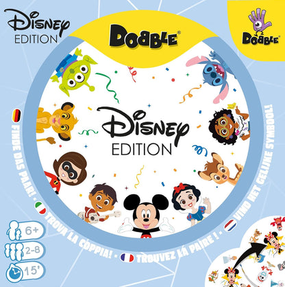 Zygomatic, Dobble Disney, Familienspiel, Kartenspiel, 2-8 Spieler, Ab 6+ Jahren, 15 Minuten, Deutsch, Mehrsprachig, 4. 90 Karten