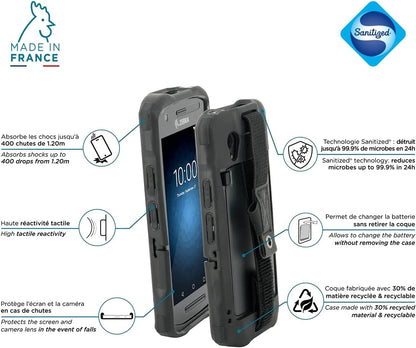 MOBILIS Rugged Case for Zebra TC21 TC26 with Handstrap, Shockproof Military Grade Drop Protection Cover, Handheld Barcode Scanner Shell made with Recycled Materials Coque/Patte de Saisie/Porte-Stylet