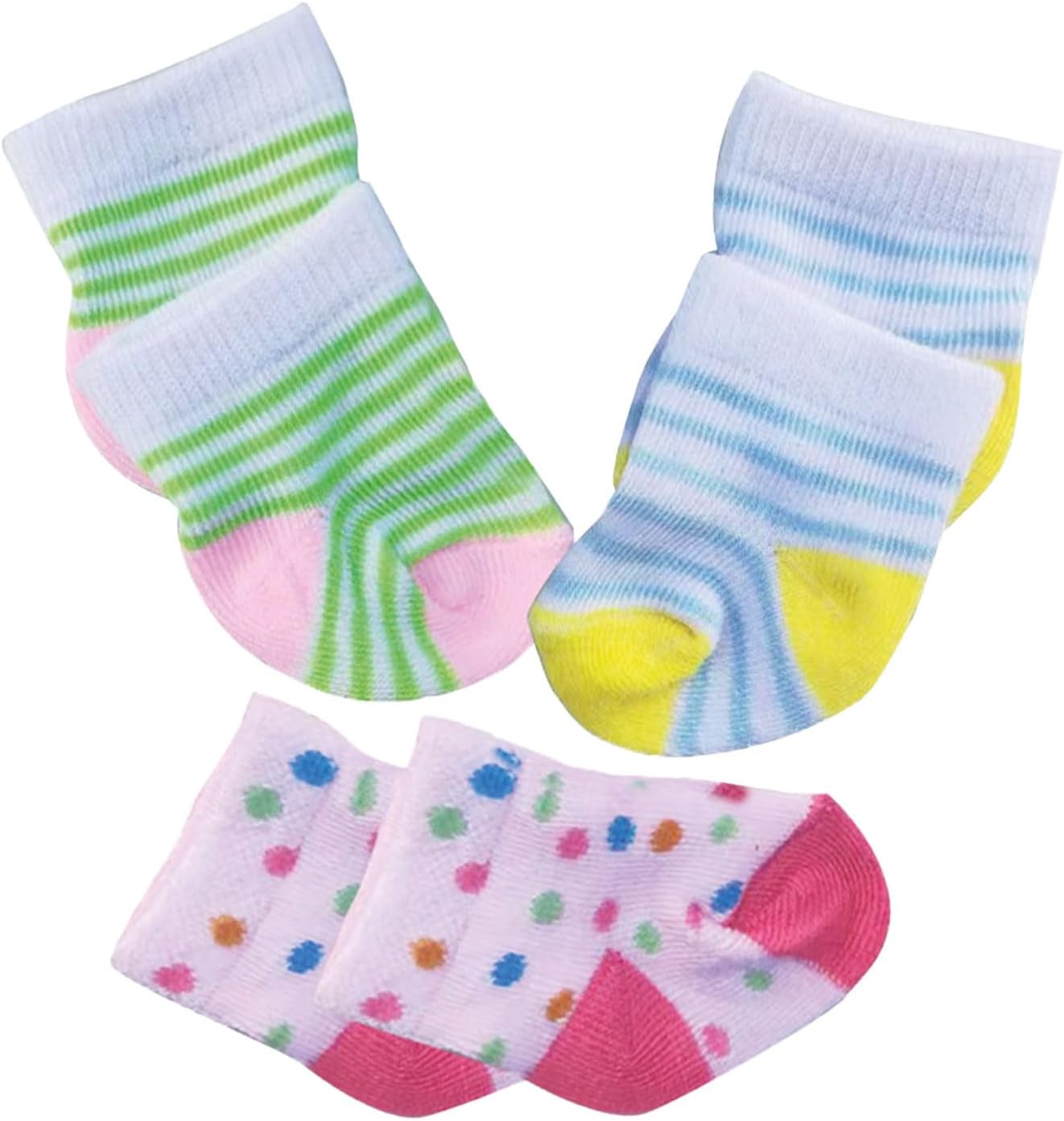 Heless 8791 Doll Clothes in Funny Animals Design, Set of 3 Socks with Colourful Patterns in 3 Designs, for Dolls and Cuddly Toys of Size 28-35 cm
