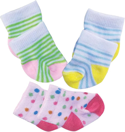 Heless 8791 Doll Clothes in Funny Animals Design, Set of 3 Socks with Colourful Patterns in 3 Designs, for Dolls and Cuddly Toys of Size 28-35 cm