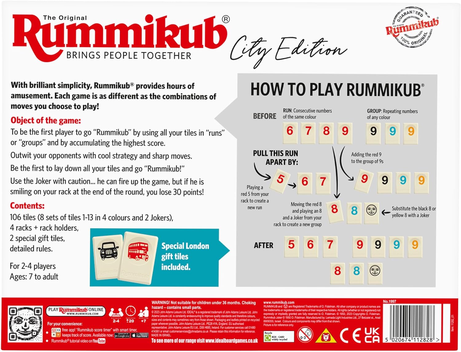 Rummikub IDEAL City Edition: Brings People Together | Family Games | 2-4 Players | Ages 8+
