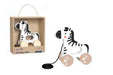 Tooky Toy Jouet à tirer Animal en bois avec 4 roues cordon de tirage dès 18 mois, coloris:blanc