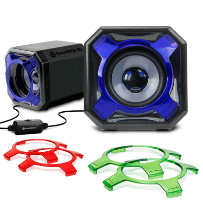 GOgroove GS3 Laptop Computer Speakers USB Powered with Wired AUX Cord for Laptop Desktop - Work Station Home Speakers with in-Line Volume Dial, and Color Speaker Cover Options (1-Pack