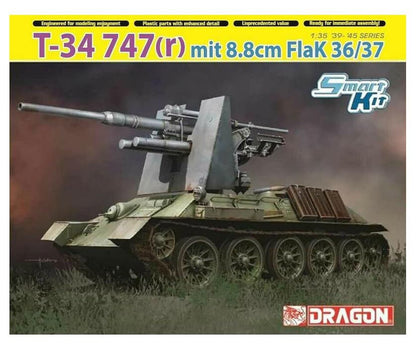 1/35 WW.II German T-34 747(r) 3.5 inches (8.8 cm) Flak 36/37 Mounted Plastic Model