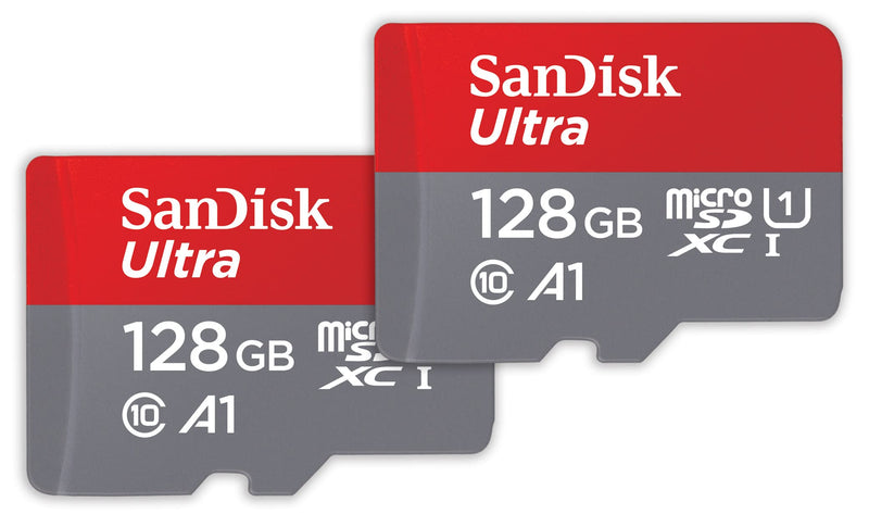 SanDisk 128GB Ultra microSDXC card + SD adapter up to 140 MB/s with A1 App Performance UHS-I Class 10 U1 - Twin Pack 128GB Twin Pack