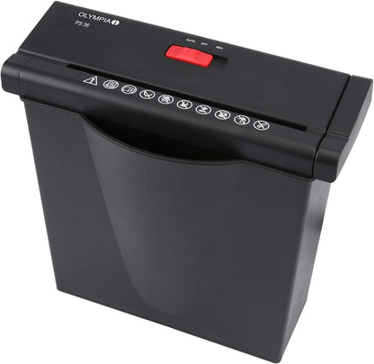 Olympia PS 36 Papierschredder Büro (Streifenschnitt, Sicherheitsstufe P2, Automatischer Einzug, Papiervernichter mit Papierkorb, Dokumenten-Shredder mit Teleskoparm) schwarz schwarz Single