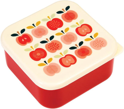Rex London Reusable BPA Free Snack Boxes (Set of 3) - Choice of Design (Vintage Apple