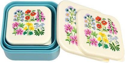 Rex London Wild Flowers Reusable BPA Free Snack Boxes (Set of 3