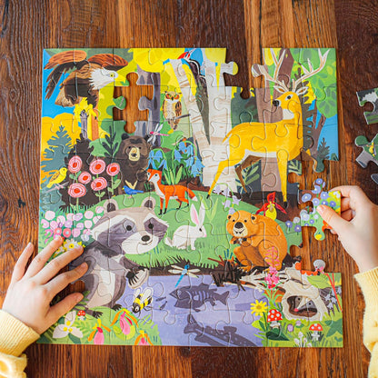 eeBoo: Woodland - 64 Piece Puzzle - 15 x 15 Kids Square Jigsaw, Glossy Pieces, Ages 5+