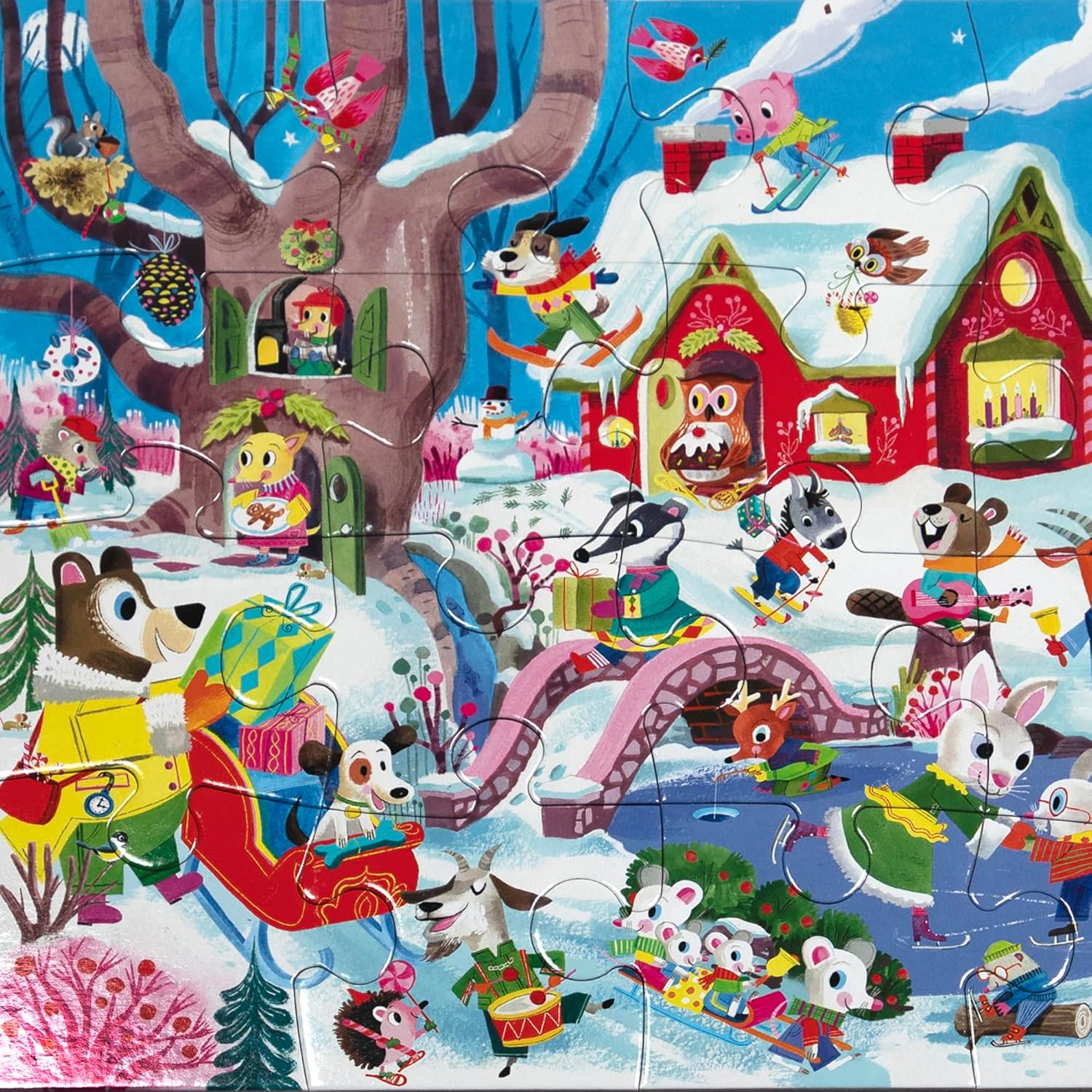eeBoo Woodland Winter - 20 Piece Puzzle - 15 x 11 Kids Jigsaw, Glossy Pieces, Preschool Puzzle, Ages 3+