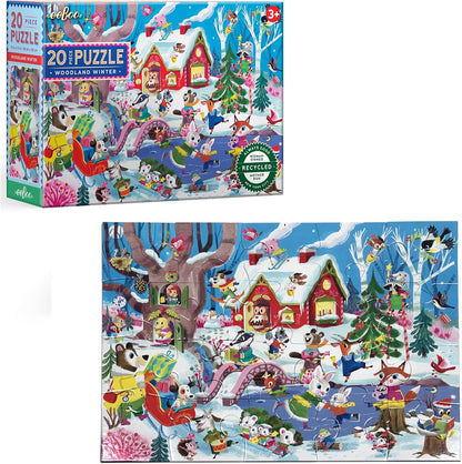 eeBoo Woodland Winter - 20 Piece Puzzle - 15 x 11 Kids Jigsaw, Glossy Pieces, Preschool Puzzle, Ages 3+