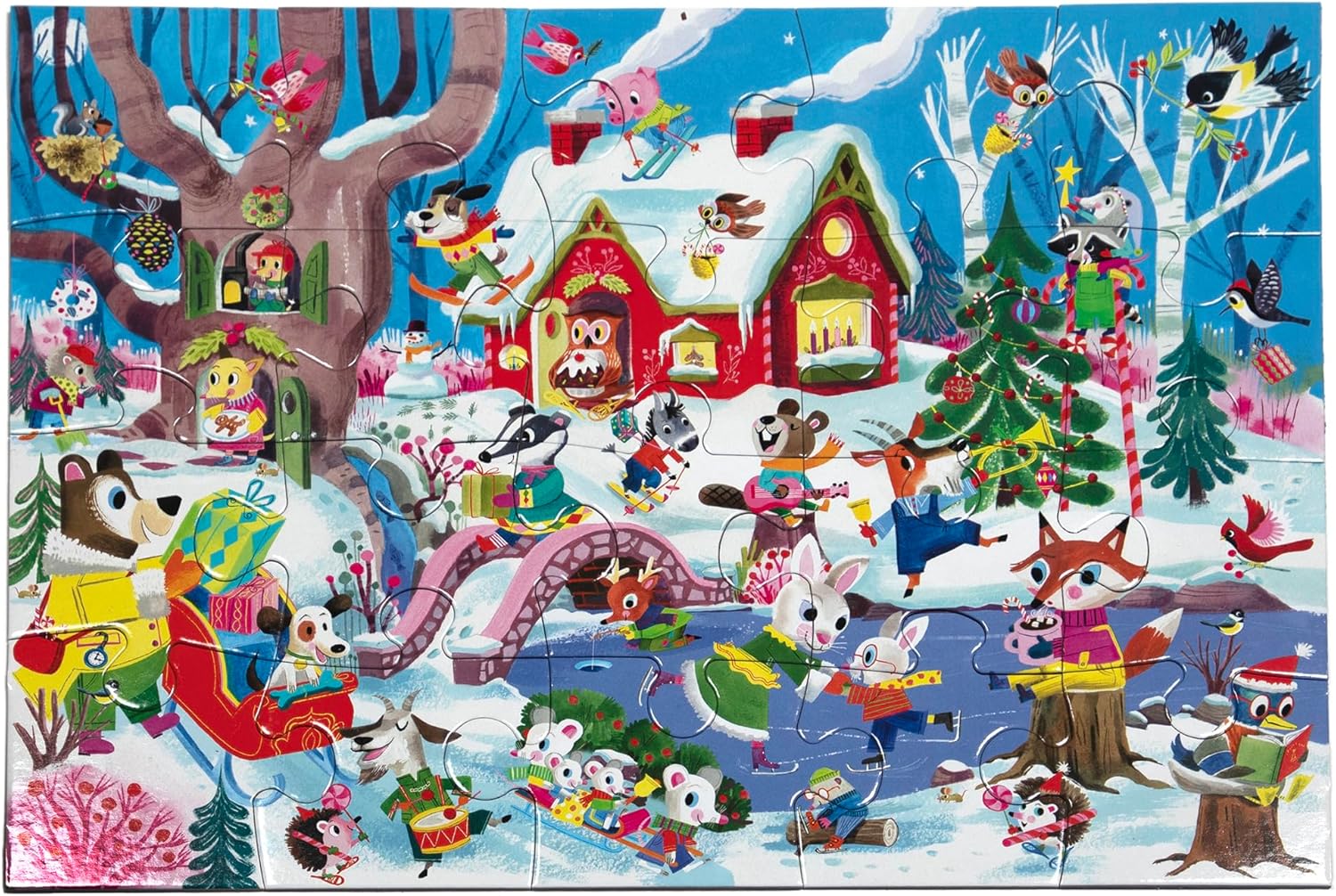 eeBoo Woodland Winter - 20 Piece Puzzle - 15 x 11 Kids Jigsaw, Glossy Pieces, Preschool Puzzle, Ages 3+