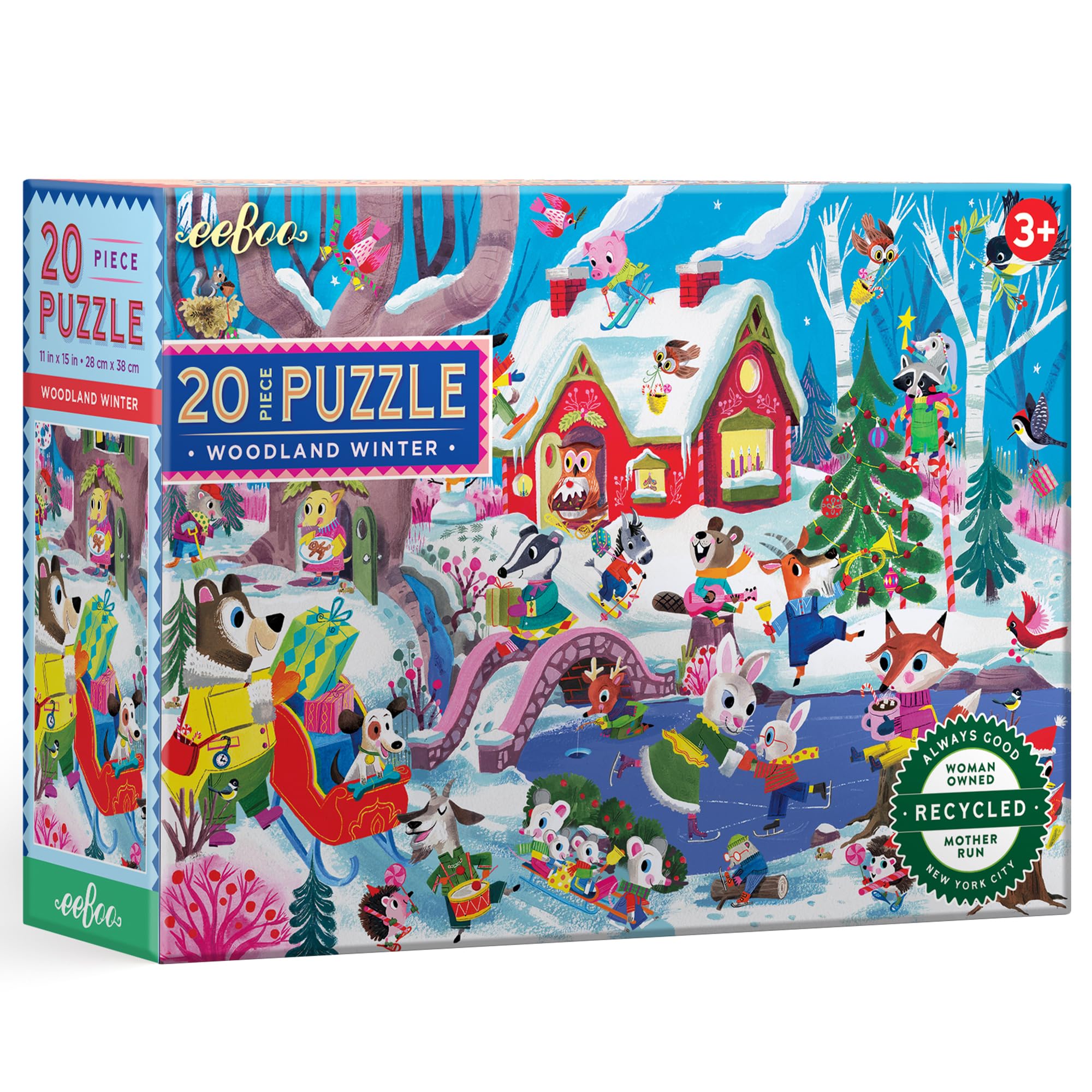 eeBoo Woodland Winter - 20 Piece Puzzle - 15 x 11 Kids Jigsaw, Glossy Pieces, Preschool Puzzle, Ages 3+