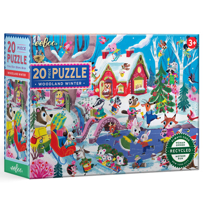 eeBoo Woodland Winter - 20 Piece Puzzle - 15 x 11 Kids Jigsaw, Glossy Pieces, Preschool Puzzle, Ages 3+