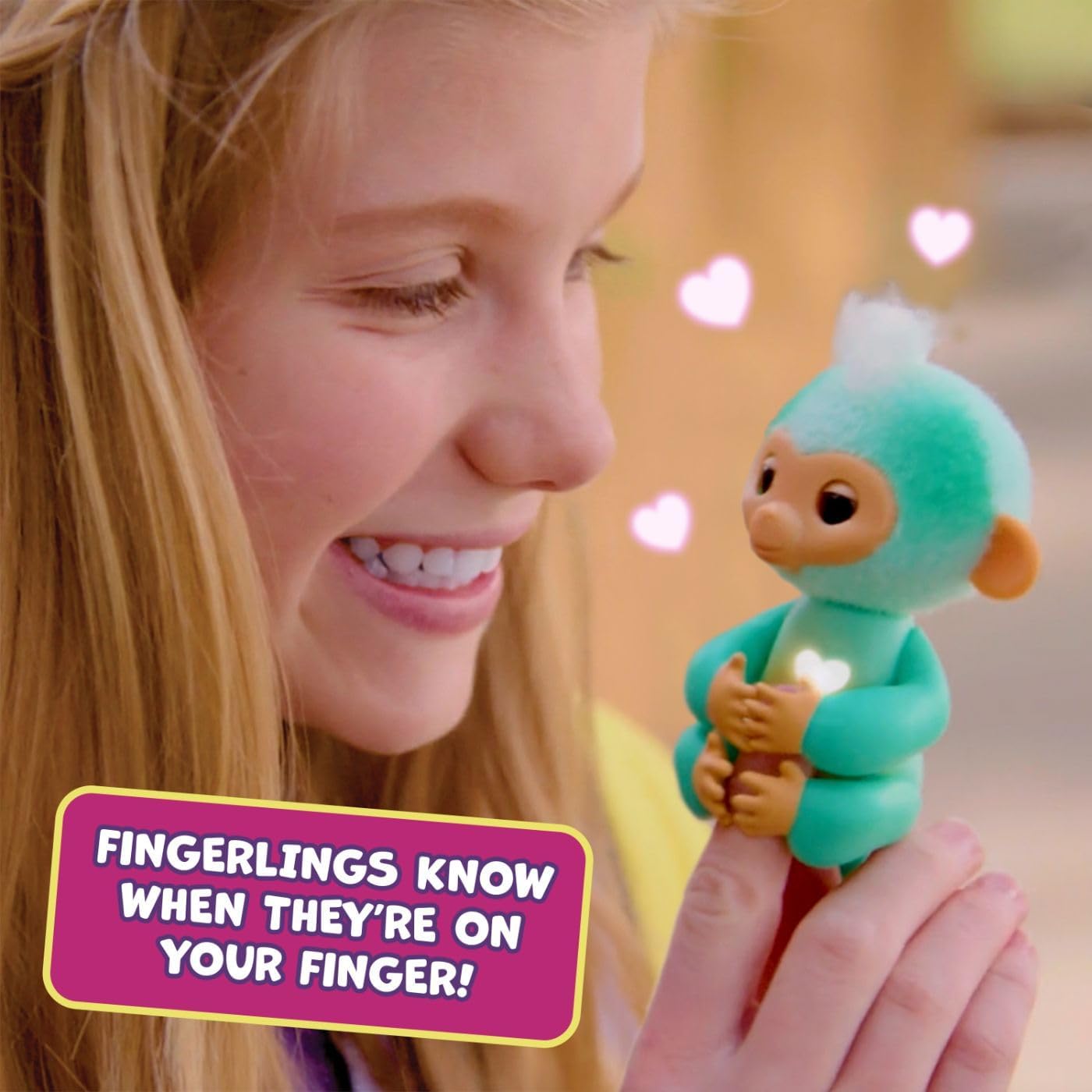 Fingerlings 2023 NEW Interactive Baby Monkey Reacts to Touch – 70+ Sounds & Reactions – Leo (Blue