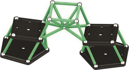 GEOMAG, Glow Recycled, Magnetic Constructions With Glow Effect, Magnetic Bars Glowing in the Dark, 60-Piece Pack, 100% Recycled Plastic, White