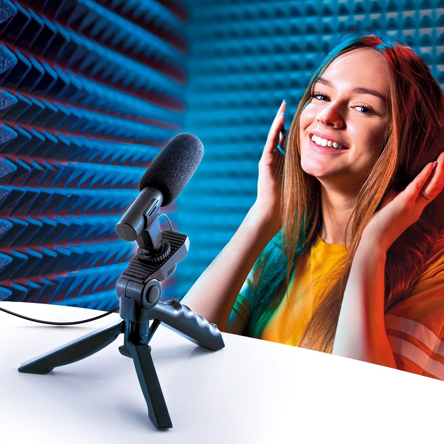 Studio Creator INF 033 Podcast and Vlogging Kit, Phone Holder, LED Light, Microphone + Tripod, Create Content On The Go, Age 6, White