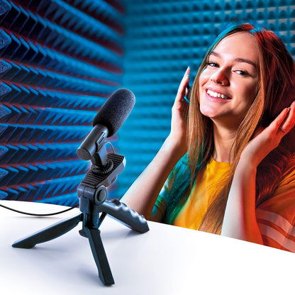 Studio Creator INF 033 Podcast and Vlogging Kit, Phone Holder, LED Light, Microphone + Tripod, Create Content On The Go, Age 6, White