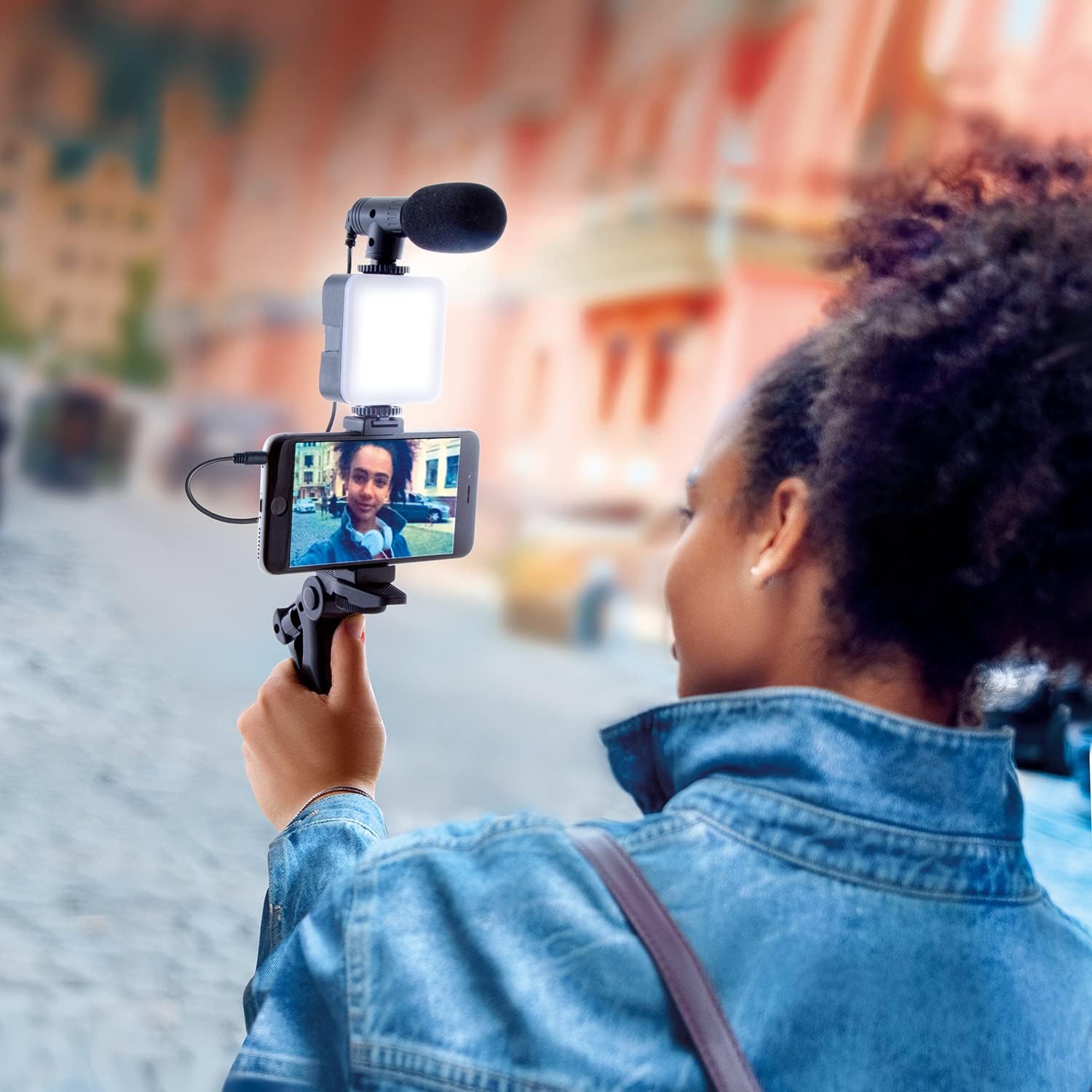 Studio Creator INF 033 Podcast and Vlogging Kit, Phone Holder, LED Light, Microphone + Tripod, Create Content On The Go, Age 6, White
