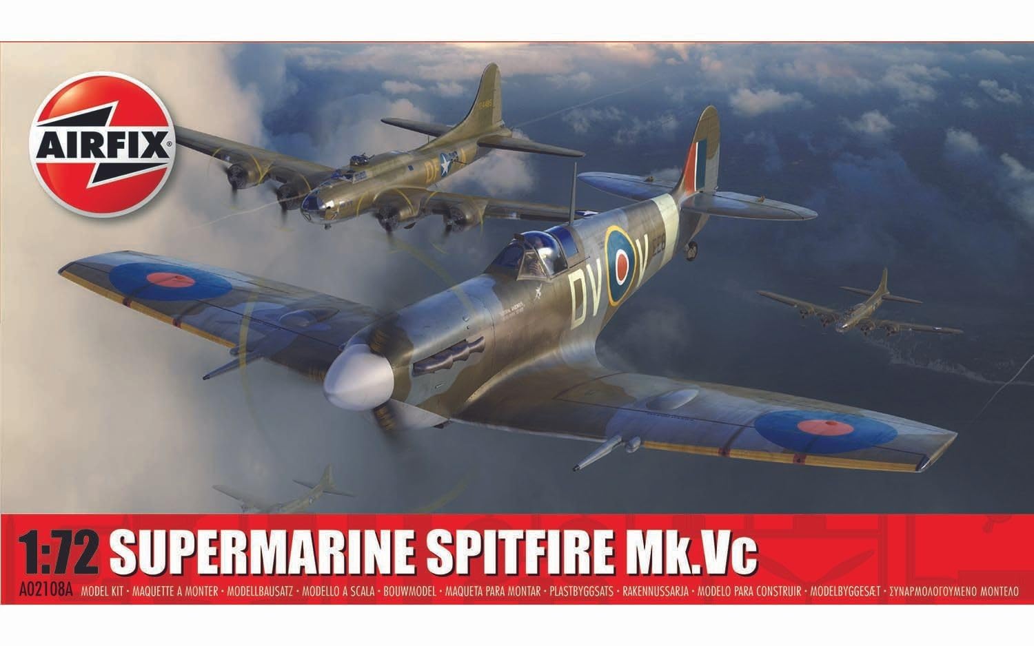 airfix Hornby Hobbies LTD Aircraft A02108A Supermarine Spitfire Mk.Vc Military Aircract Model Making Kit, Un-Painted, 1:72 Scale