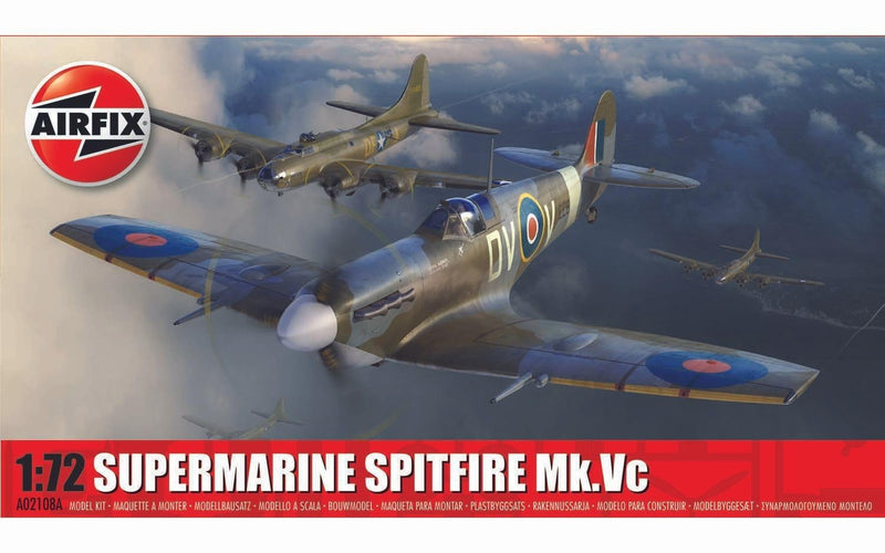 airfix Hornby Hobbies LTD Aircraft A02108A Supermarine Spitfire Mk.Vc Military Aircract Model Making Kit, Un-Painted, 1:72 Scale