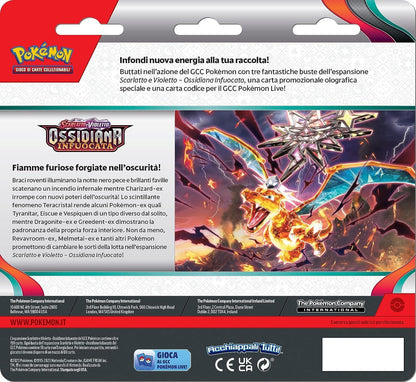 Scarlet and Violet Burning Obsidian Blister Pack of 3 Envelopes with Houndstone Promo Card (IT)
