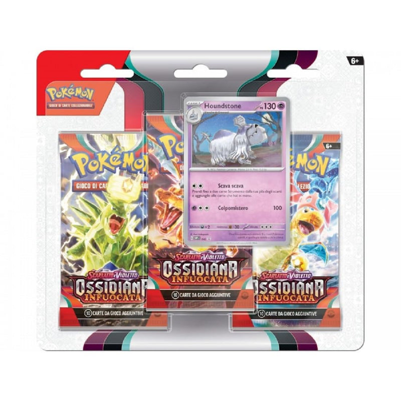 Scarlet and Violet Burning Obsidian Blister Pack of 3 Envelopes with Houndstone Promo Card (IT)