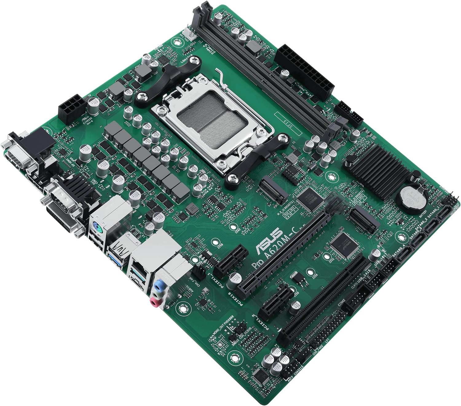 ASUS PRO A620M-C-CSM Motherboard Socket AMD AM5 (Ryzen AM5, mATX, DDR5, M.2 PCIe 4.0, 1Gb Ethernet, USB 3.2 Gen 2 Type-C, Front USB 3.2 Gen 1 Header