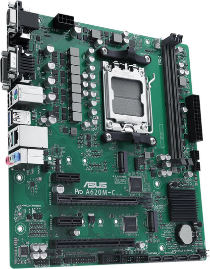 ASUS PRO A620M-C-CSM Motherboard Socket AMD AM5 (Ryzen AM5, mATX, DDR5, M.2 PCIe 4.0, 1Gb Ethernet, USB 3.2 Gen 2 Type-C, Front USB 3.2 Gen 1 Header