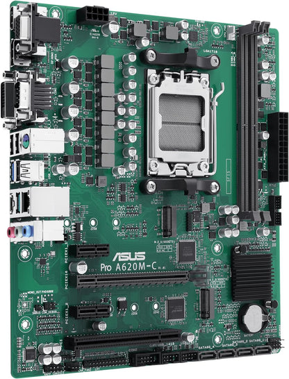 ASUS PRO A620M-C-CSM Motherboard Socket AMD AM5 (Ryzen AM5, mATX, DDR5, M.2 PCIe 4.0, 1Gb Ethernet, USB 3.2 Gen 2 Type-C, Front USB 3.2 Gen 1 Header