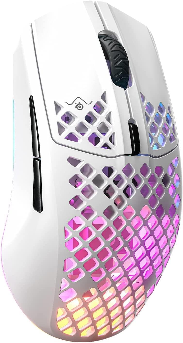 SteelSeries Aerox 3 Wireless Snow (2022) - Super Light Gaming Mouse - 68g Water Resistant Design - 200 Hour Battery Life
