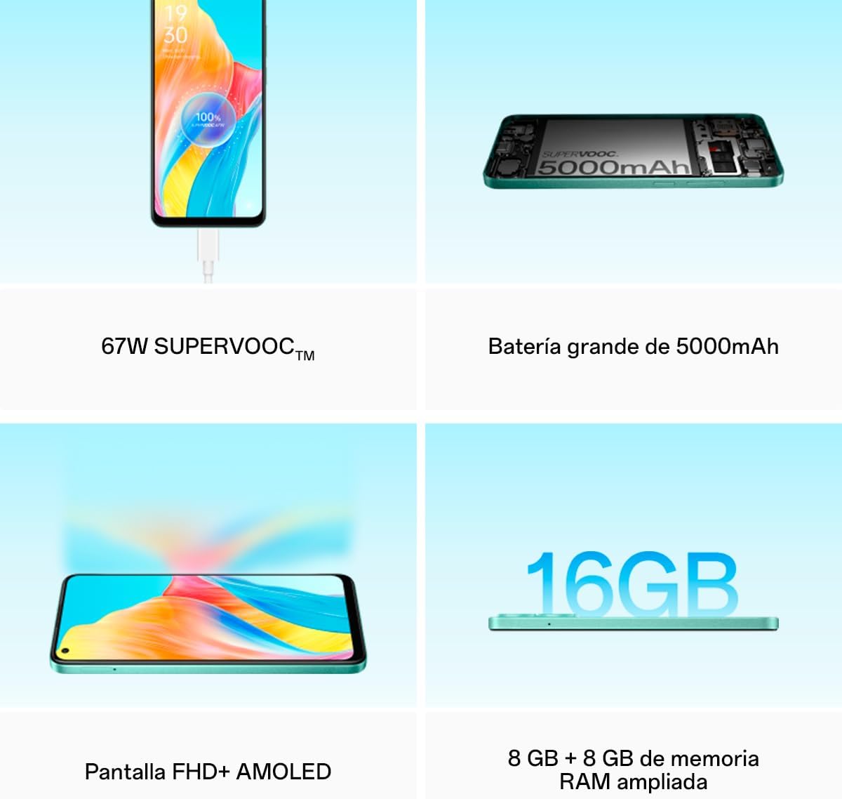 OPPO A78 16,3 cm (6.43") Double SIM Android 13 4G USB Type-C 8 Go 128 Go 5000 mAh Noir