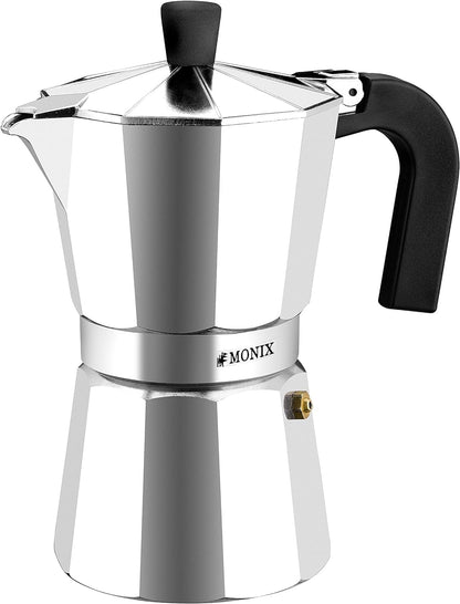 Monix Vitro Expres Non-Stick Coffee Maker, Aluminium, Silver, 3 Cups