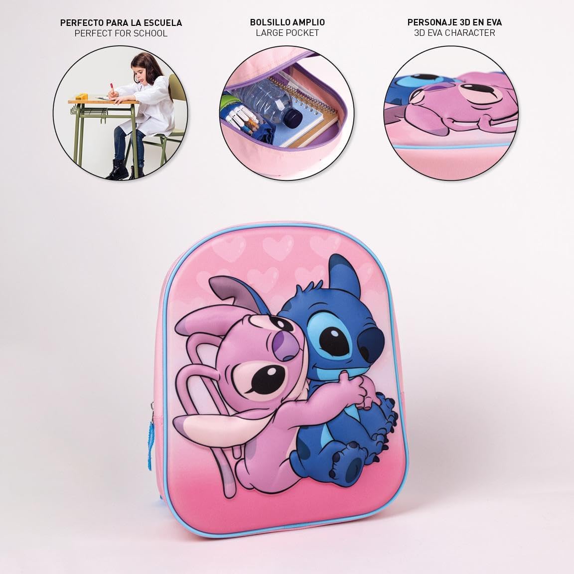 CERDÁ LIFE'S LITTLE MOMENTS Unisex Kid's Stitch School Bag Backpack, Multicolor, Standard