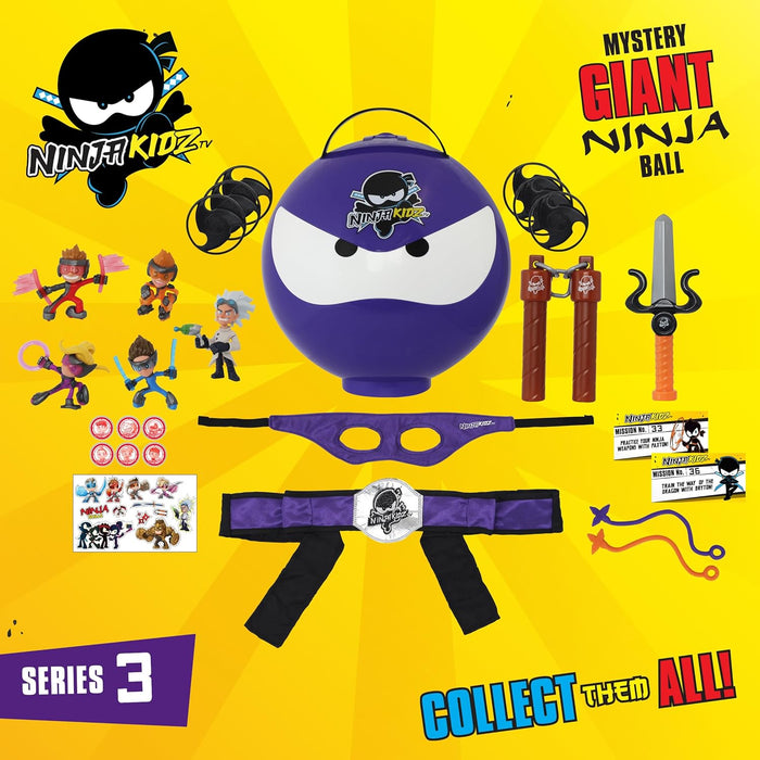 Blip Toys 61104 GiantNinja Ball Offical Kidz TV Merchandise Includes 5 Mystery Ninja Figures and Accessories