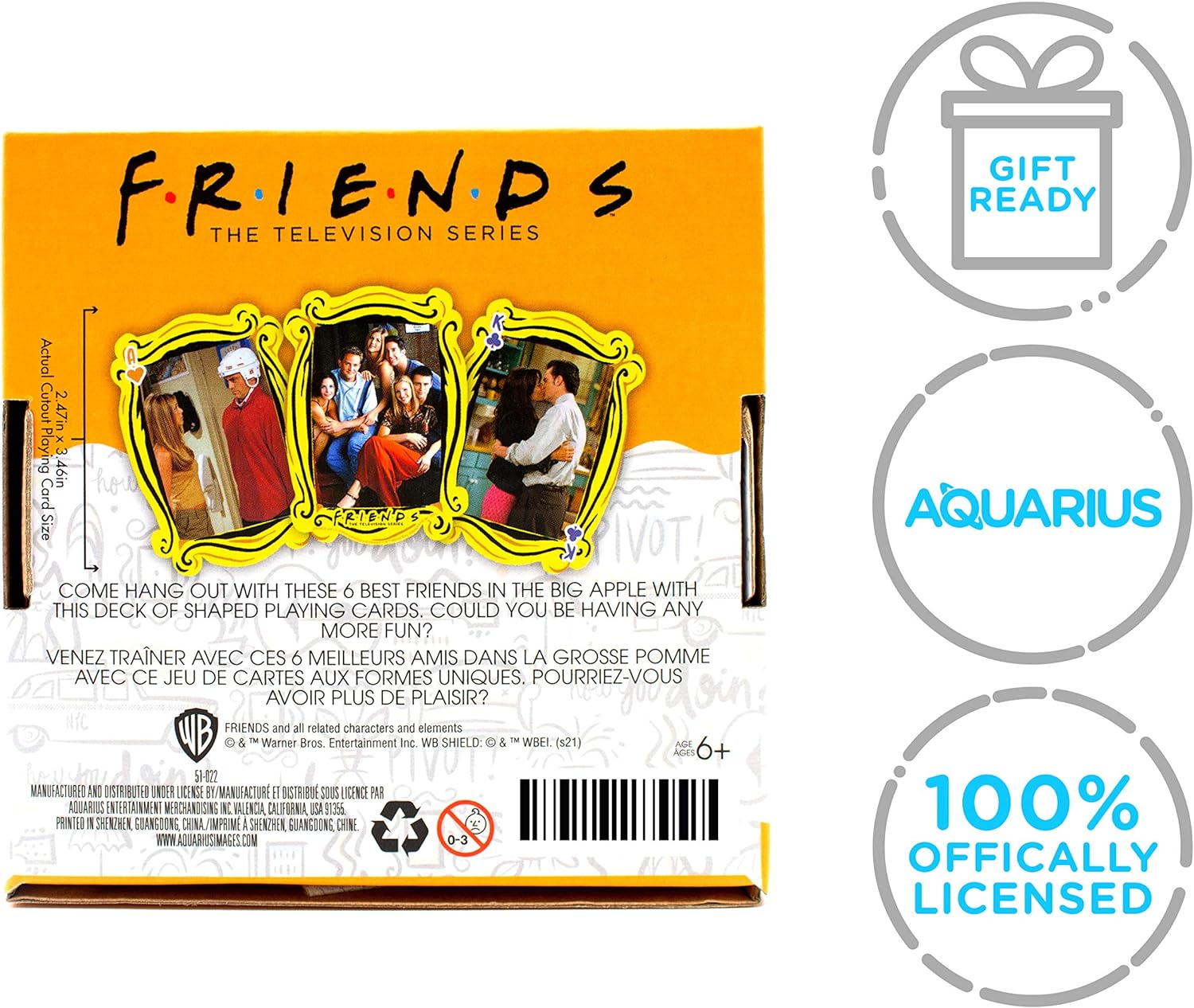 AQUARIUS Friends Playing Cards - Friends Shaped Deck of Cards for Your Favorite Card Games - Officially Licensed Friends TV Show Merchandise & Collectibles