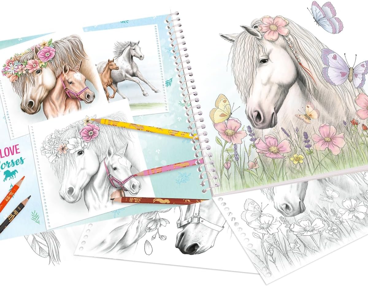 Depesche 12469 Miss Melody Special Colouring Book with 20 Dream Horses Designs for Colouring with Pencils or Freshwater Paint, Multi-Colour