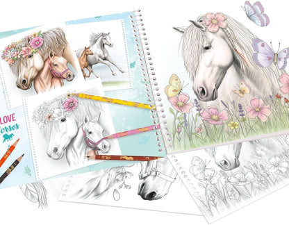 Depesche 12469 Miss Melody Special Colouring Book with 20 Dream Horses Designs for Colouring with Pencils or Freshwater Paint, Multi-Colour