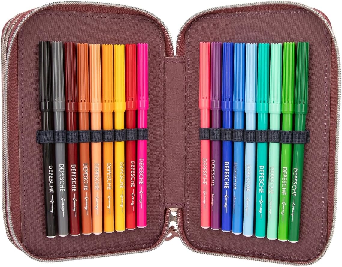 Depesche 12511 Miss Melody Night Horses Filled 3-Compartment Pencil Case, Herd Motif, Pencil Case with Colouring Pencils, Ruler, Scissors and Much More