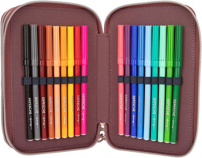 Depesche 12511 Miss Melody Night Horses Filled 3-Compartment Pencil Case, Herd Motif, Pencil Case with Colouring Pencils, Ruler, Scissors and Much More