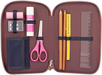 Depesche 12511 Miss Melody Night Horses Filled 3-Compartment Pencil Case, Herd Motif, Pencil Case with Colouring Pencils, Ruler, Scissors and Much More