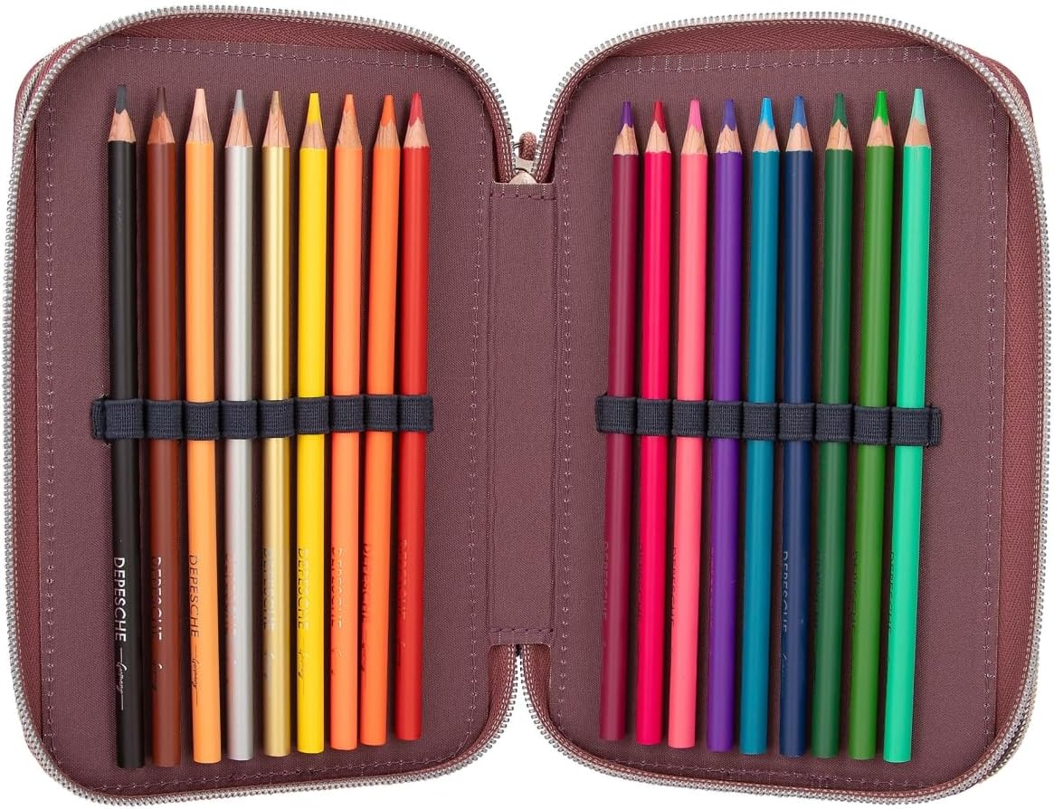 Depesche 12511 Miss Melody Night Horses Filled 3-Compartment Pencil Case, Herd Motif, Pencil Case with Colouring Pencils, Ruler, Scissors and Much More