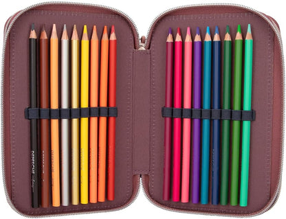 Depesche 12511 Miss Melody Night Horses Filled 3-Compartment Pencil Case, Herd Motif, Pencil Case with Colouring Pencils, Ruler, Scissors and Much More