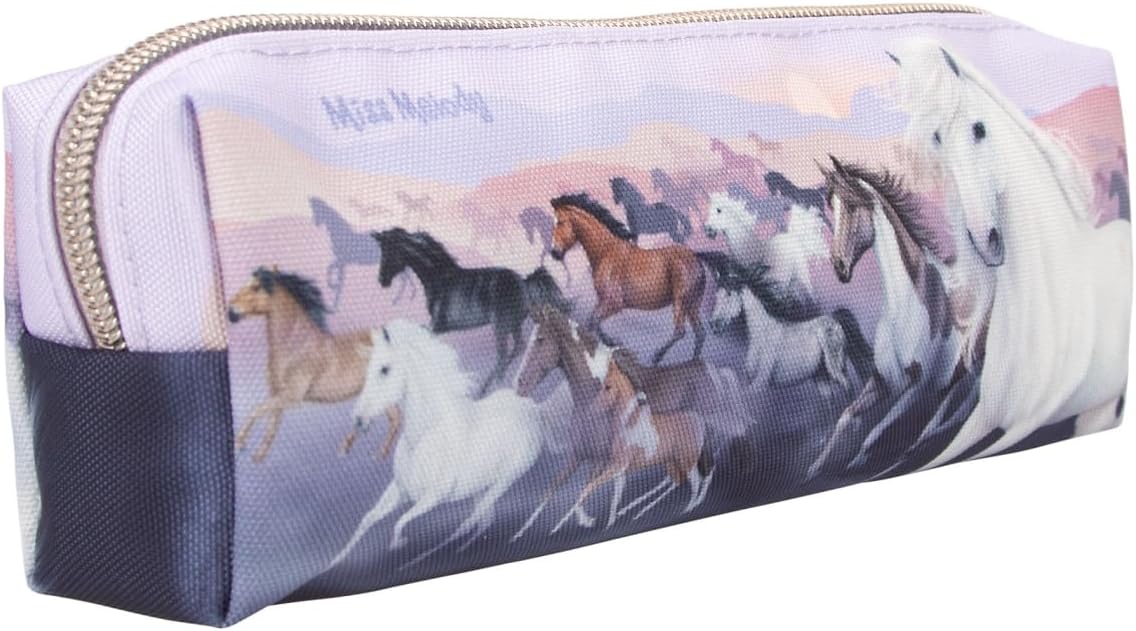 Depesche 12514 Miss Melody Night Horses Pencil Case with Herd Motif in Delicate Purple, Pencil Case with One Compartment