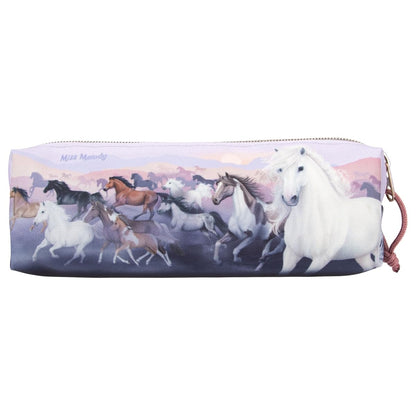 Depesche 12514 Miss Melody Night Horses Pencil Case with Herd Motif in Delicate Purple, Pencil Case with One Compartment