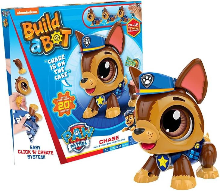 Build-a-Bot: Paw Patrol - Chase | Build Your Own Interactive Paw Patrol Characters | Easy Click 'n' Create System | 20+ Piece STEM Robot Kit for Kids | For Ages 3+