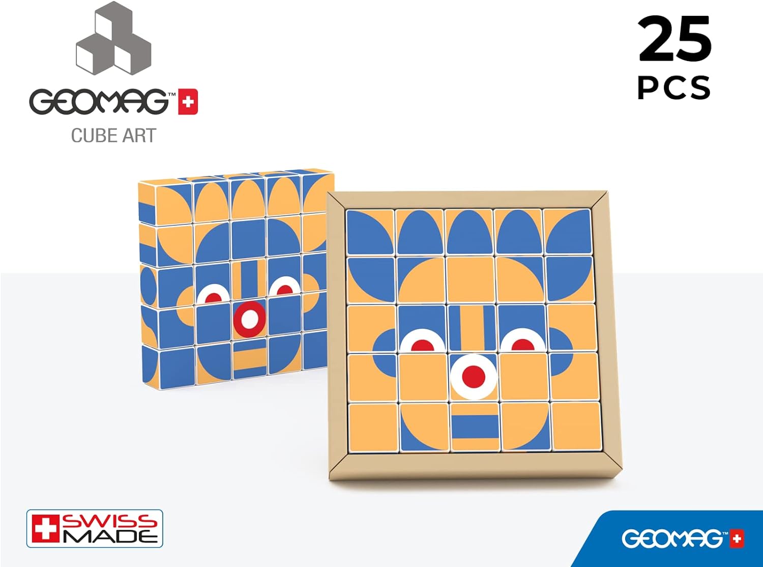Geomag, Magicube Art Pattern, Cube Art, Create Characters and Animals With Magnetic Cubes, Magnetic Constructions For Children And Adults, 25-Piece Pack (058)