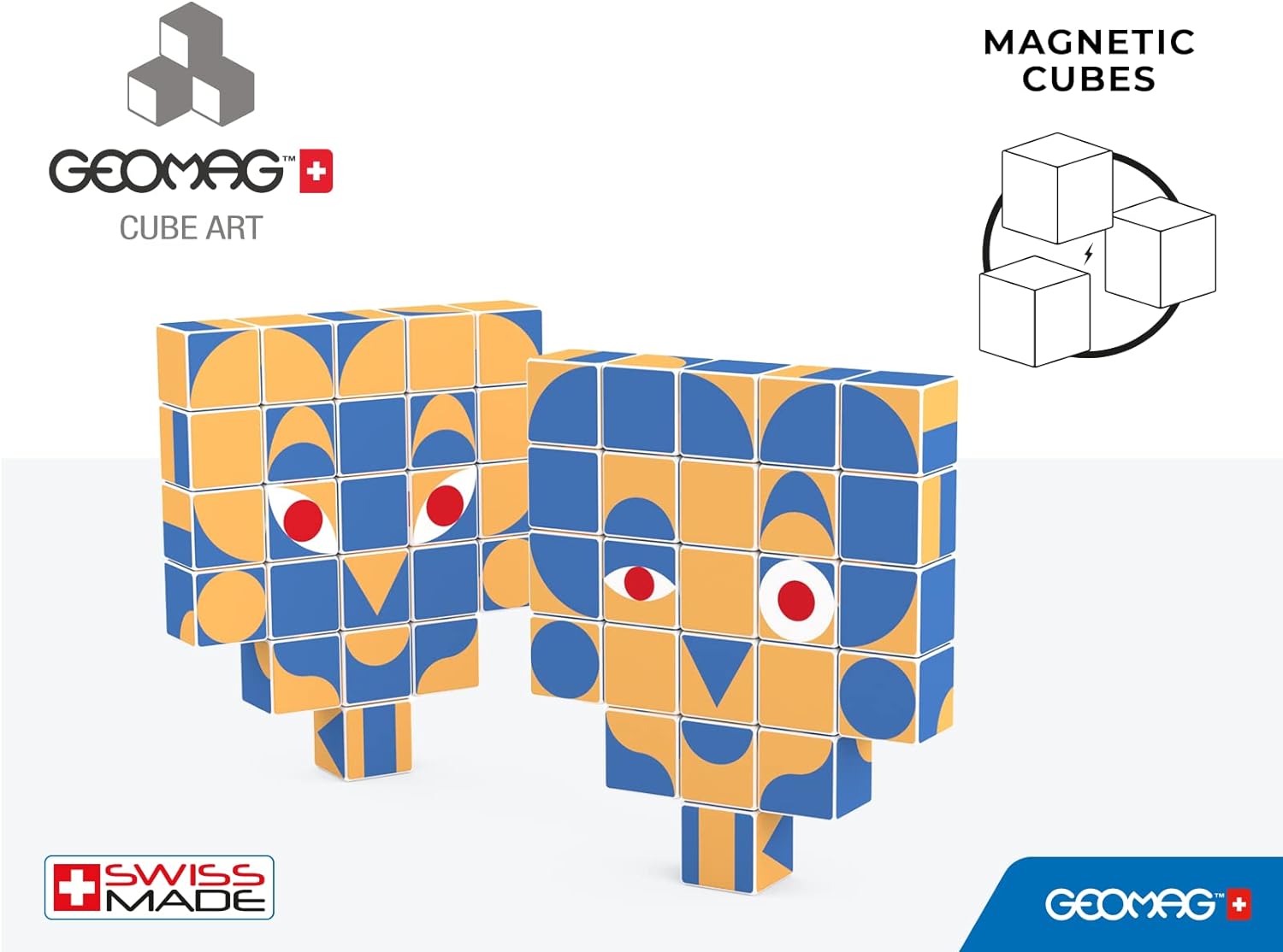 Geomag, Magicube Art Pattern, Cube Art, Create Characters and Animals With Magnetic Cubes, Magnetic Constructions For Children And Adults, 25-Piece Pack (058)