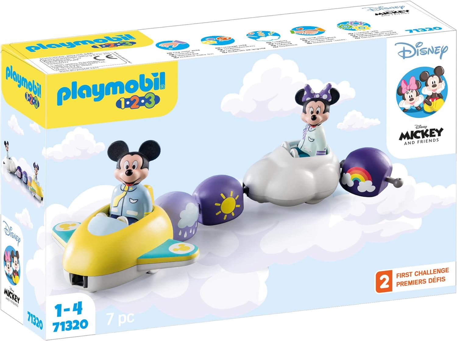 Playmobil 71320 1.2.3 & Disney: Mickey's & Minnie's Cloud Ride, Mickey Mouse, Educational Toys for Toddlers, Gifting Toy and Fun Imaginative Role-Play, PlaySets Suitable for Children Ages 12 months+