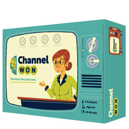 Channel Won Game | News Reporters | Casual Board Game | Semi-Coop | Ages 14+ | for 2-6 Players | 30-60 Min Playtime | Made by Pops & Bejou Games